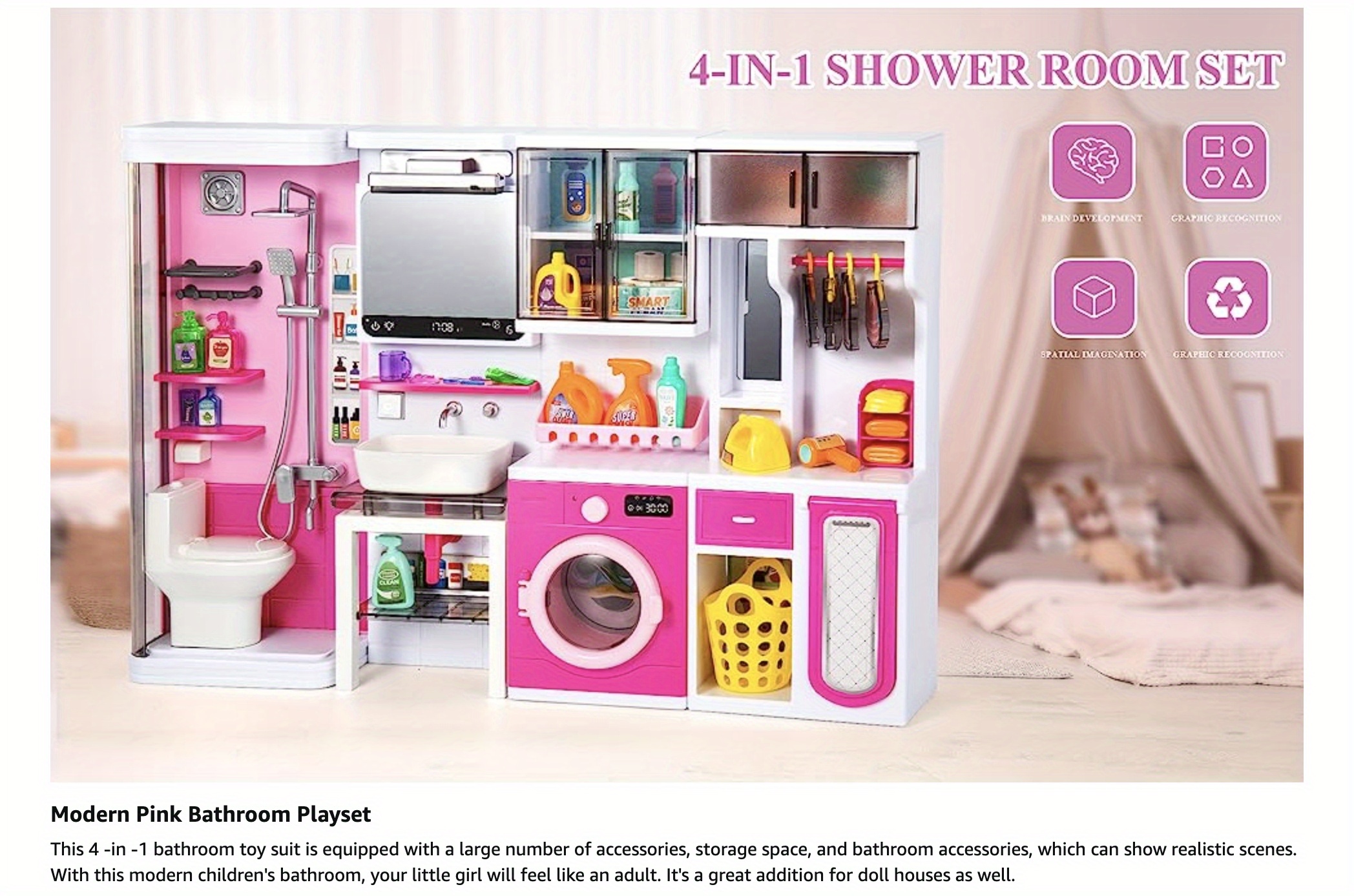 Bathroom Playset Lights Sounds Pretend Role Play Toys - Temu