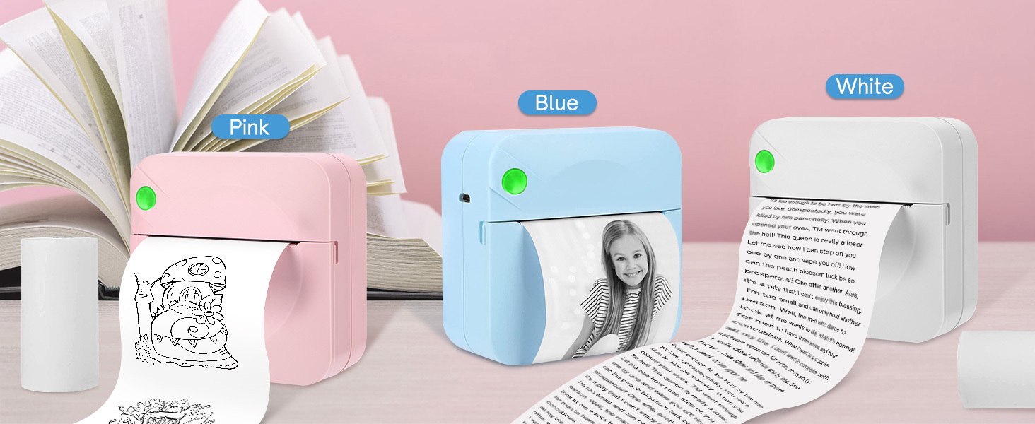 mini printer bt pocket thermal printer inkless portable sticker printer compatible with ios and android wireless photo printer for printing label journal study notes memo photos details 1