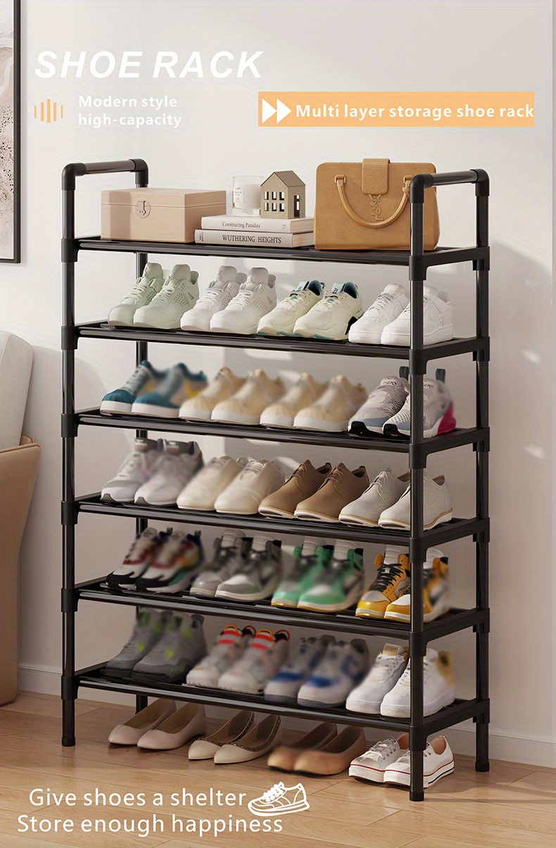 1pc Multi-layer Shoe Storage Rack, Minimalist Black Shoe Shelf Organizer  And Storage For Floor For Home