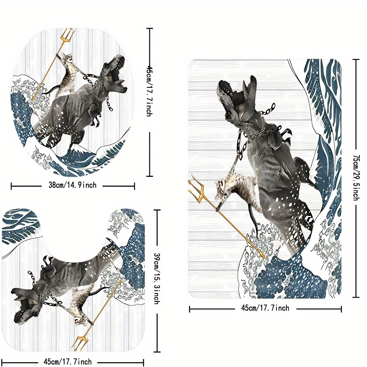 Funny Cat Bathroom Set Shower Curtain & Floor Mat