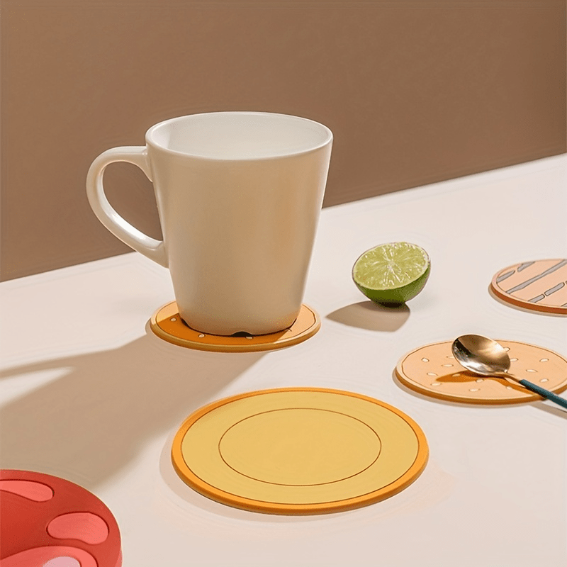 10pcs, Round Felt Coasters, Dining Table Protector Pad, Heat Resistant Cup  Mat, Coffee Tea Hot Drink Mug Placemat, Room Supplies, Kitchen Accessories