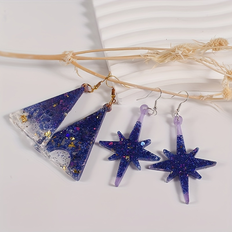 Molde de silicona - pendientes de gota - estrellas huecas - resina epoxi -  Perles & Co