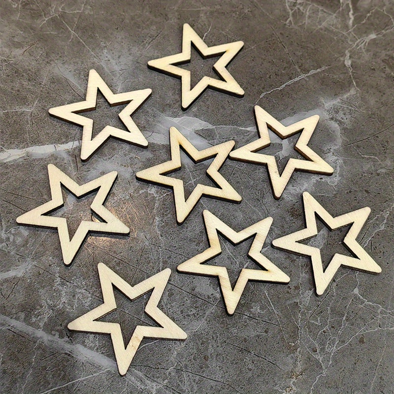 Wooden Stars Diy Painting Wooden Chips Christmas Wedding - Temu