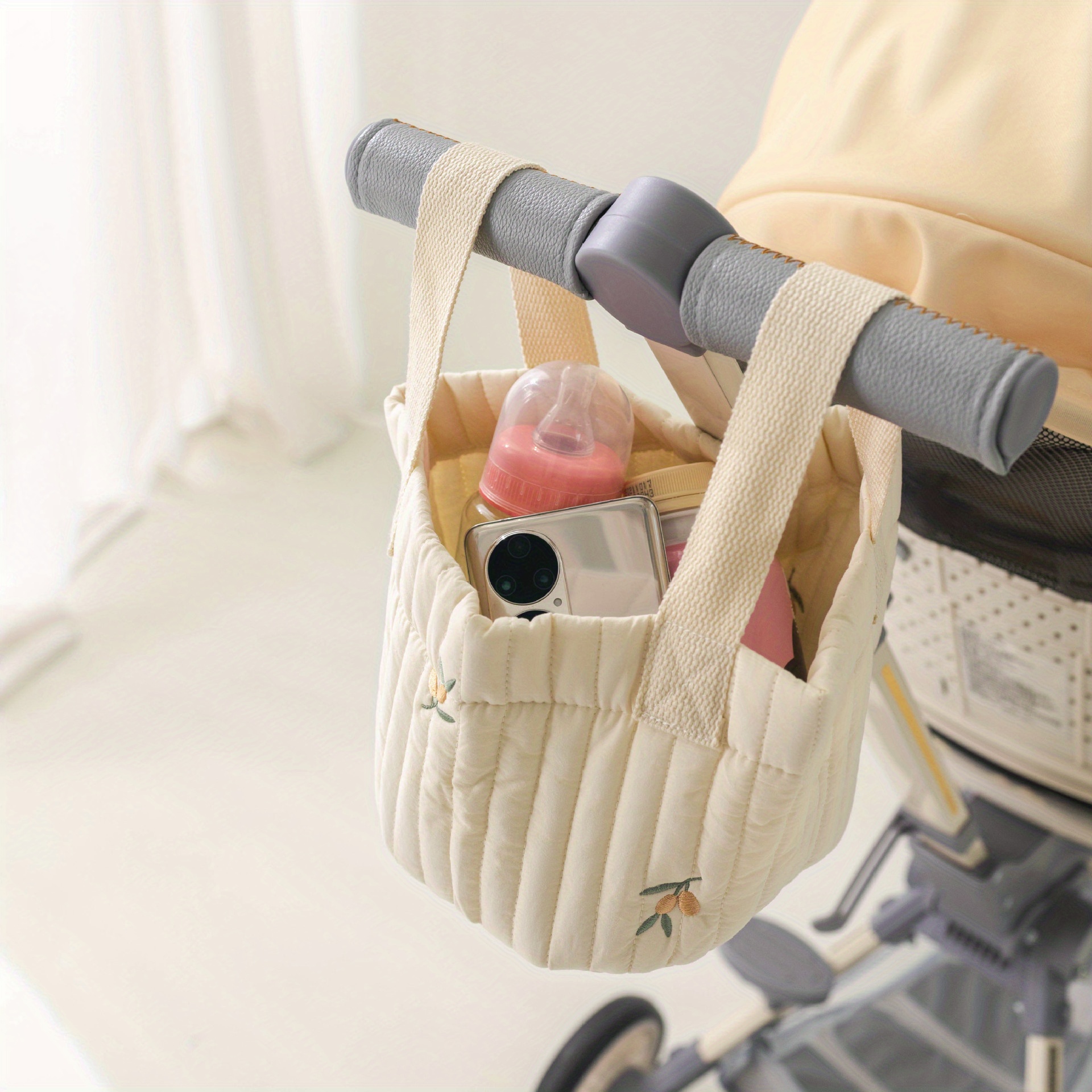 organize your babys room with this stylish embroidered cotton storage basket details 5