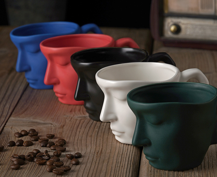 Handmade Ceramic Face Coffee Mug Set Individuality - Temu