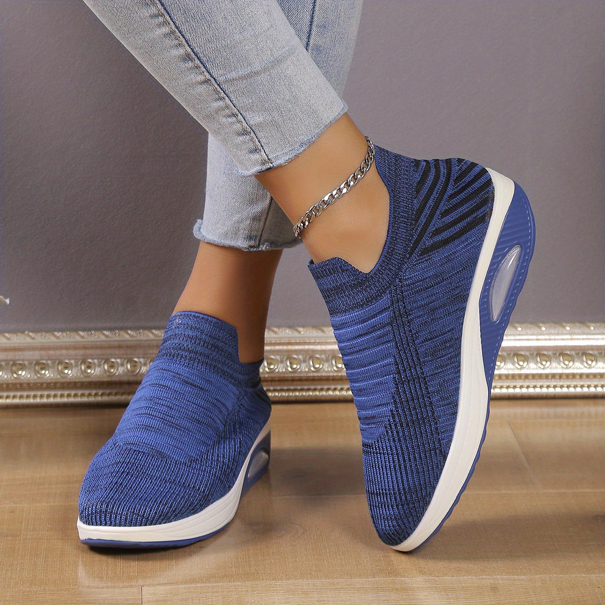 Royal blue store platform sneakers