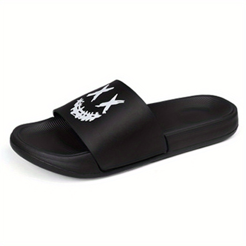 Men's Smile Print Slides Non Slip Slippers