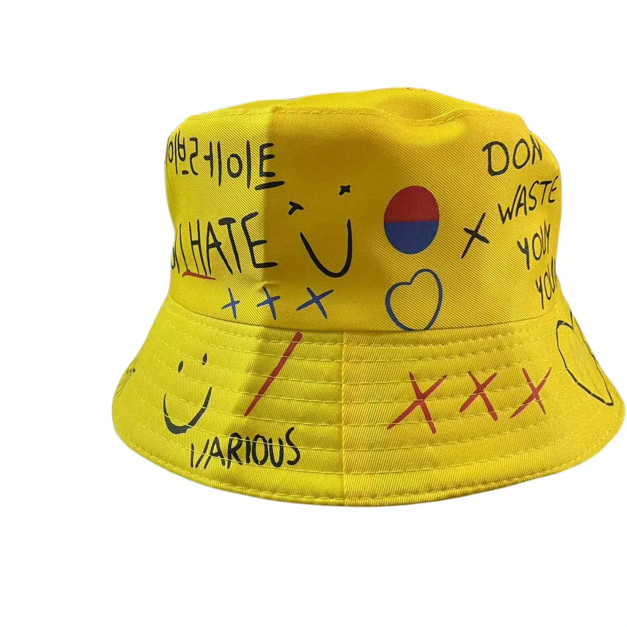 Hip Hop Graffiti Bucket Hat Short Brim Printed Basin Hat Unisex Couple