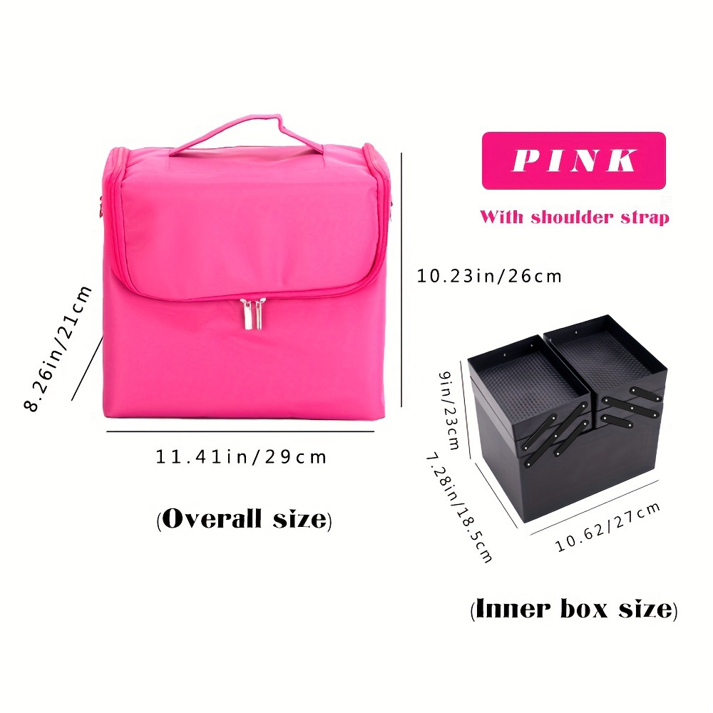 1pc travel makeup bag professional cosmetic case 4 tiers foldable portable makeup organizer multifunctional storage bag for travel large capacity makeup travel cases details 2