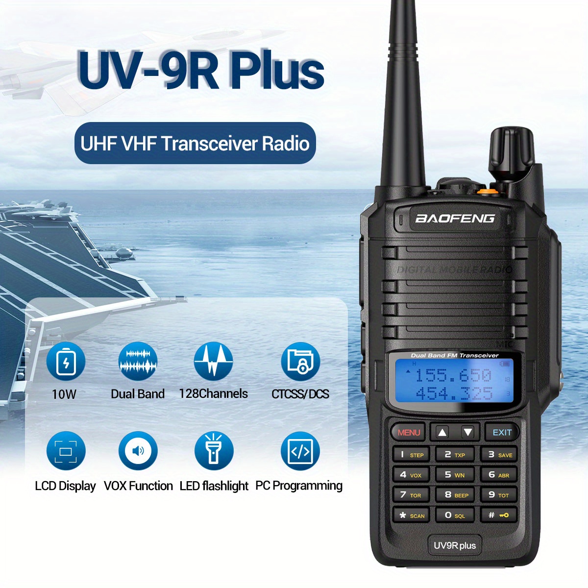 10W Baofeng UV-9R PLUS Portable Two Way CB Radio Station UV9R Waterproof  Walkie Talkie VHF UHF Ham Radio Transceiver 50km - Two Way Radio