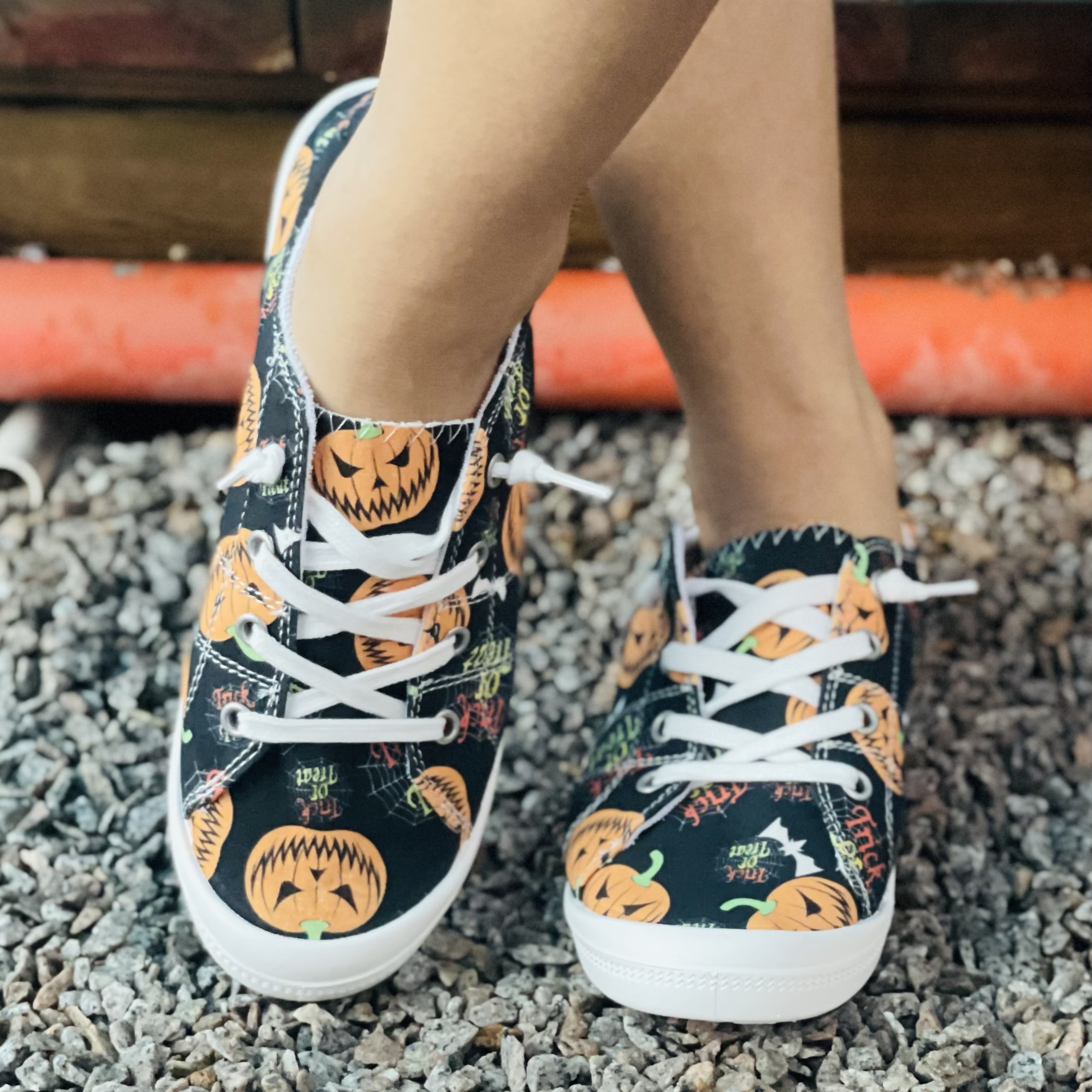 Zapatos Estampados Calabaza Mujer Zapatos Lona Planos Temu