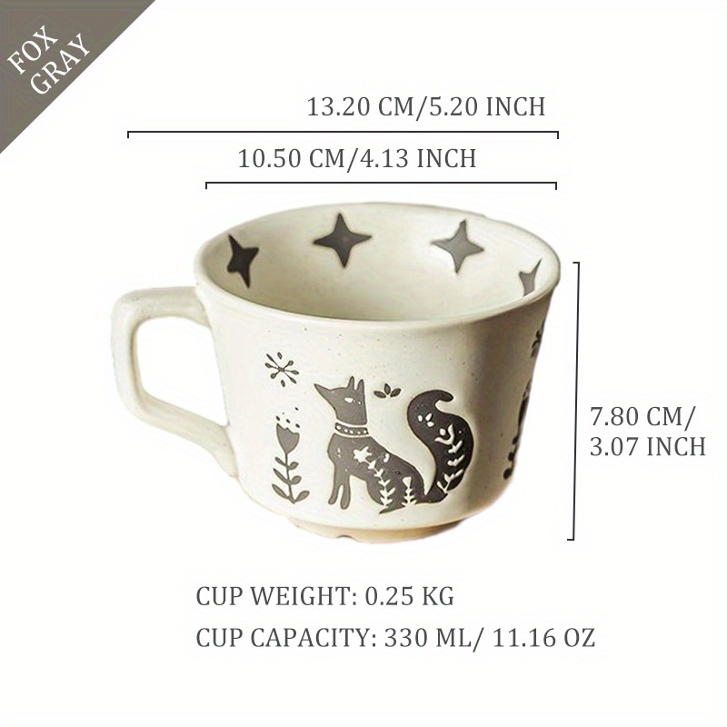 Dog Cute Coffee Mug ceramic Kawaii Tea Cup with Handle Novelty Grey-Dog