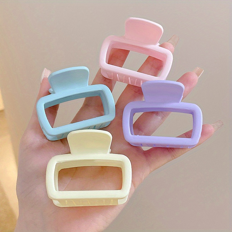 6PCS Simple Matte Hair Claw, Rectangular Small Clip For Thin/medium Thick  Hair, Non-slip Hair Clip, Shark Claw