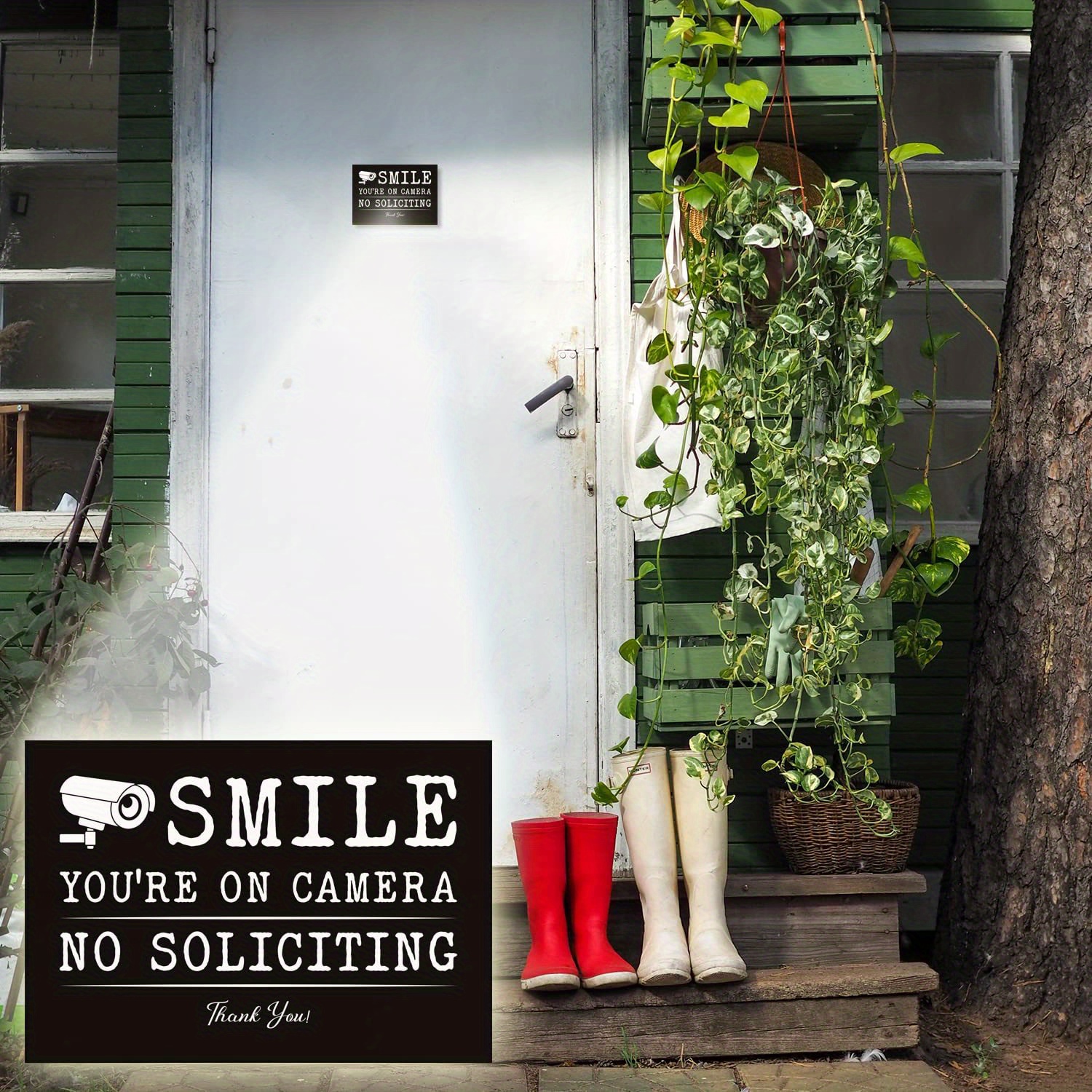 No soliciting sign for house smile you are on camera signs for home