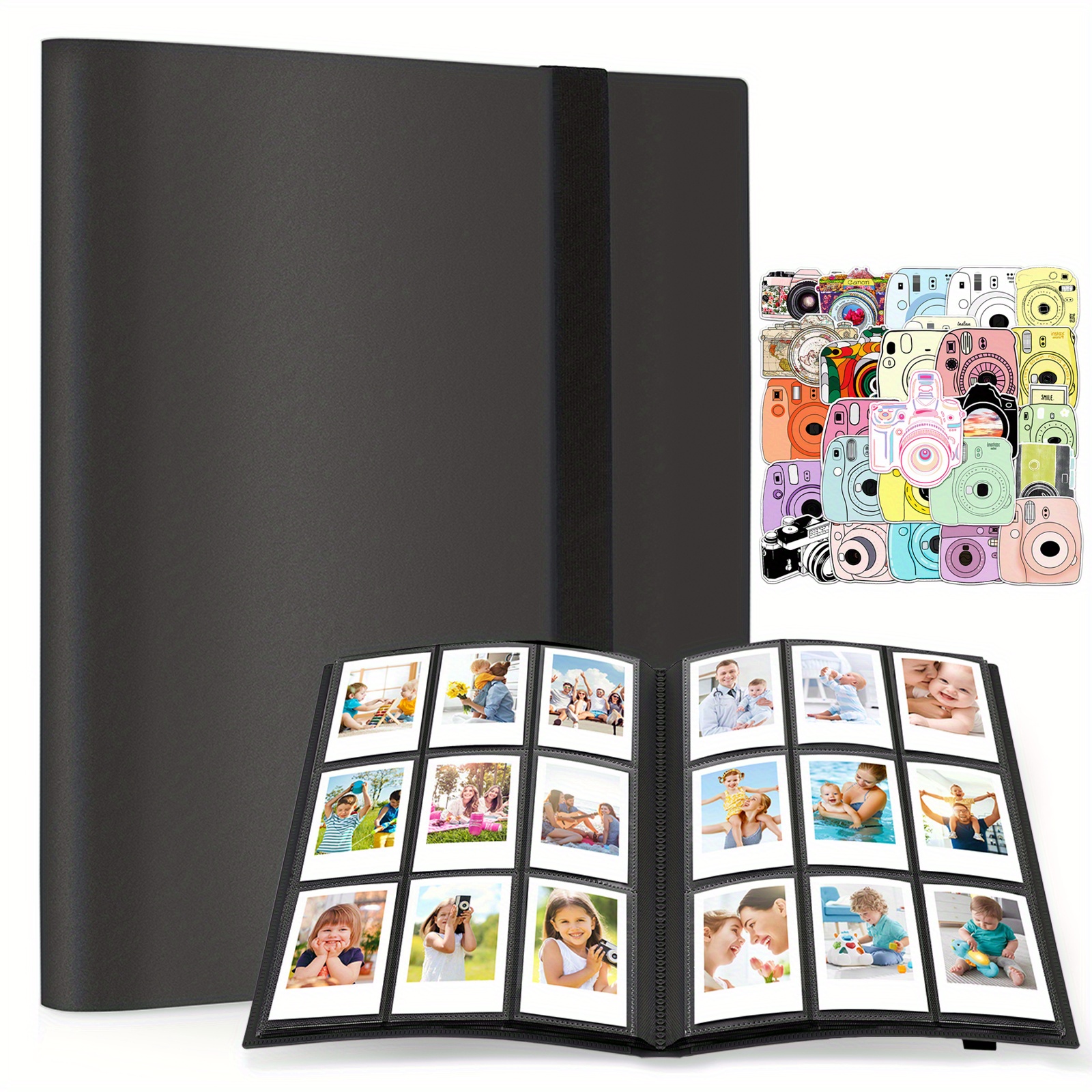 Photo Album with Writing Space for Fujifilm Instax Mini Instant Camera,  Leather Cover, 64 Pockets Instax Photo Album Polaroid Photo Albums Book for