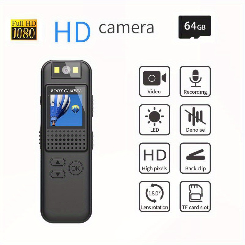 Mini caméra corporelle Full HD caméra de sport 1080p avec - Temu France