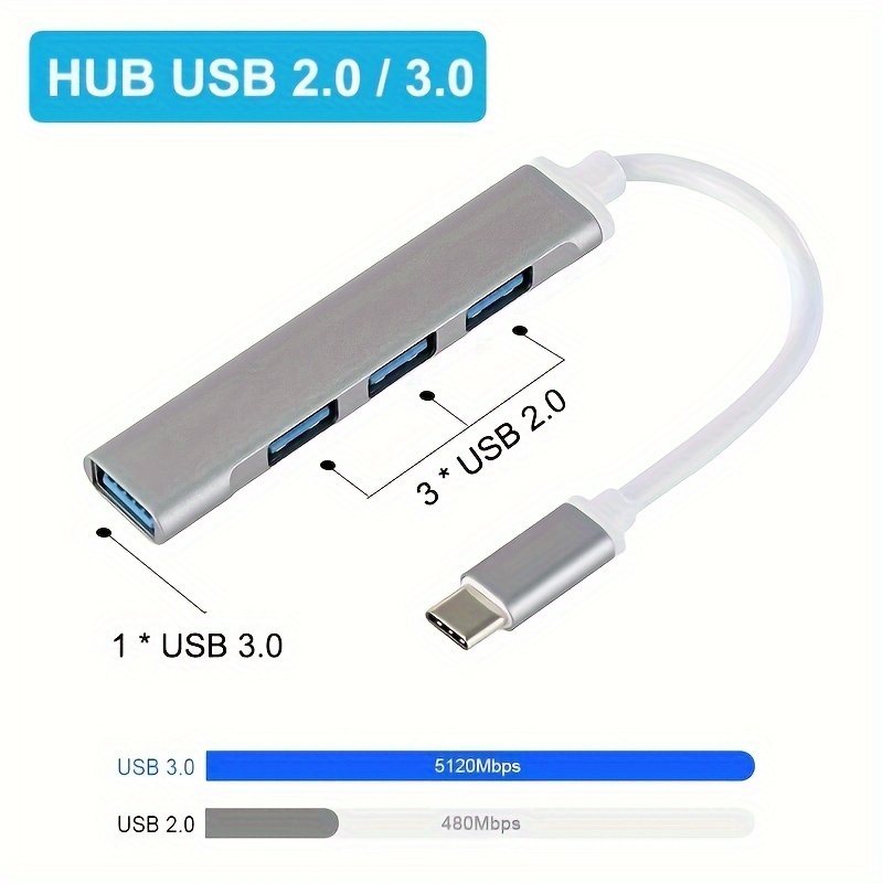  Mini USB Hub, 4-in-1 Multi-Port Adapter with High-Speed USB 3.0  Port*1 and USB 2.0 Port, Ultra Slim Portable Data Hub Applicable for  Laptop, iMac Pro, MacBook Air, Mac, Notebook PC, USB