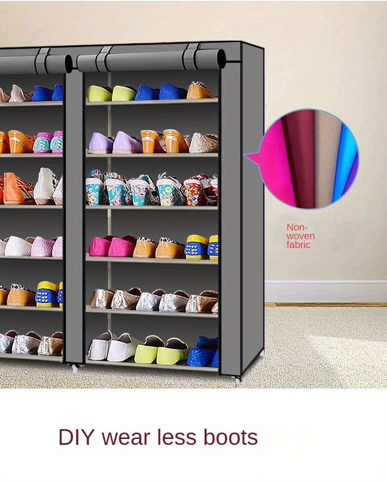 2 row 6 tier Shoe Cabinet Freestanding Shoe Shelf Dustproof - Temu