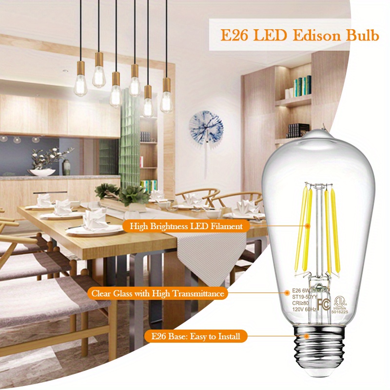 Clear Glass Led Edison Bulbs Equivalent Warm White 2700k/ - Temu