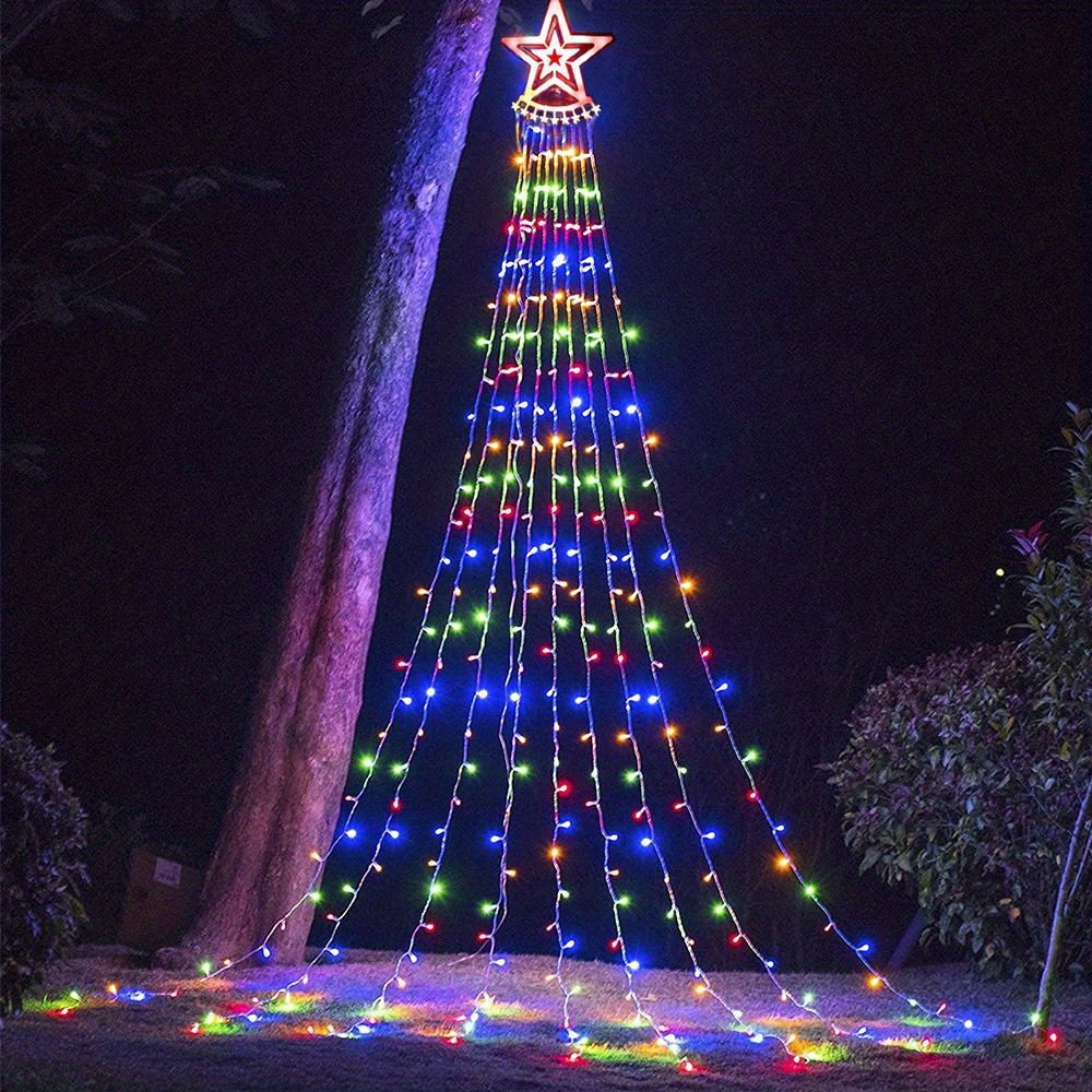 LED Solar Star Waterfall Light String Lights Remote Control Christmas Tree  Decor