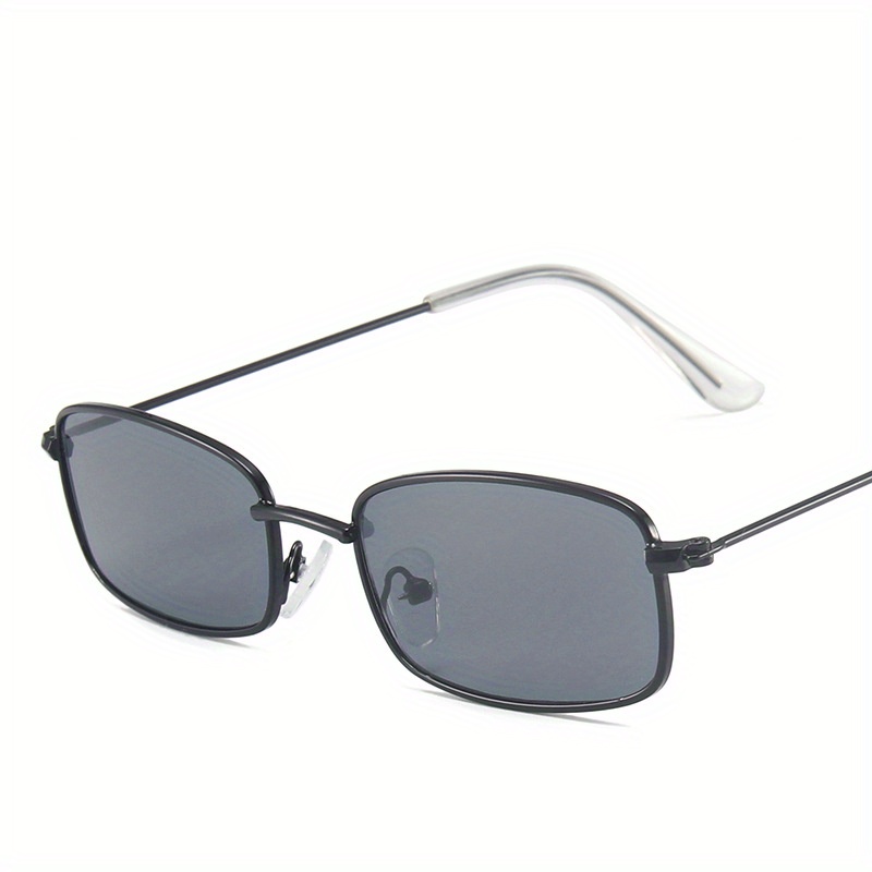 Rectangle Metal Frame Sunglasses for Women Men Tinted Lens Retro Glasses Photo Prop Outdoor Eyewear UV400,Temu