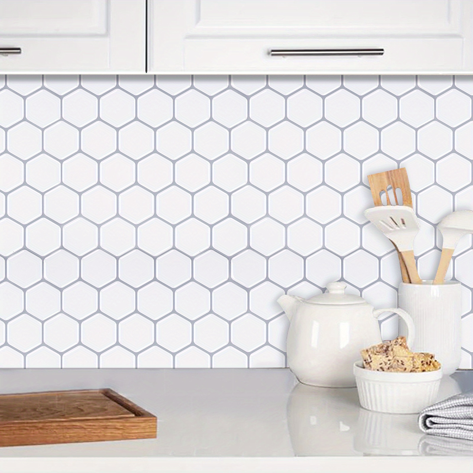 3d Hexagon Marble Kitchen Backsplash Sticker Removable Vinyl - Temu