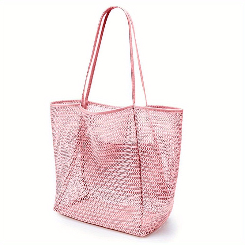 Gusure Large Capacity Mesh Hollow Shopping Totes For Women Reusable  Transparent Fashion Shoulder Beach Bag Casual Travel Handbag