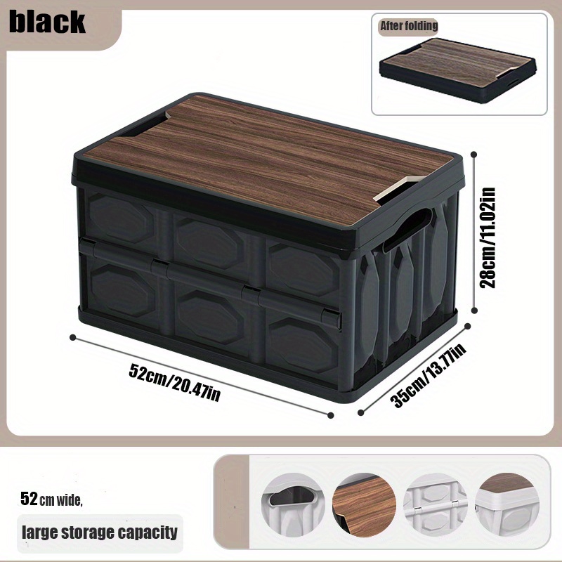 Collapsible Storage Box Crate Lid Folding Camping Supplies - Temu