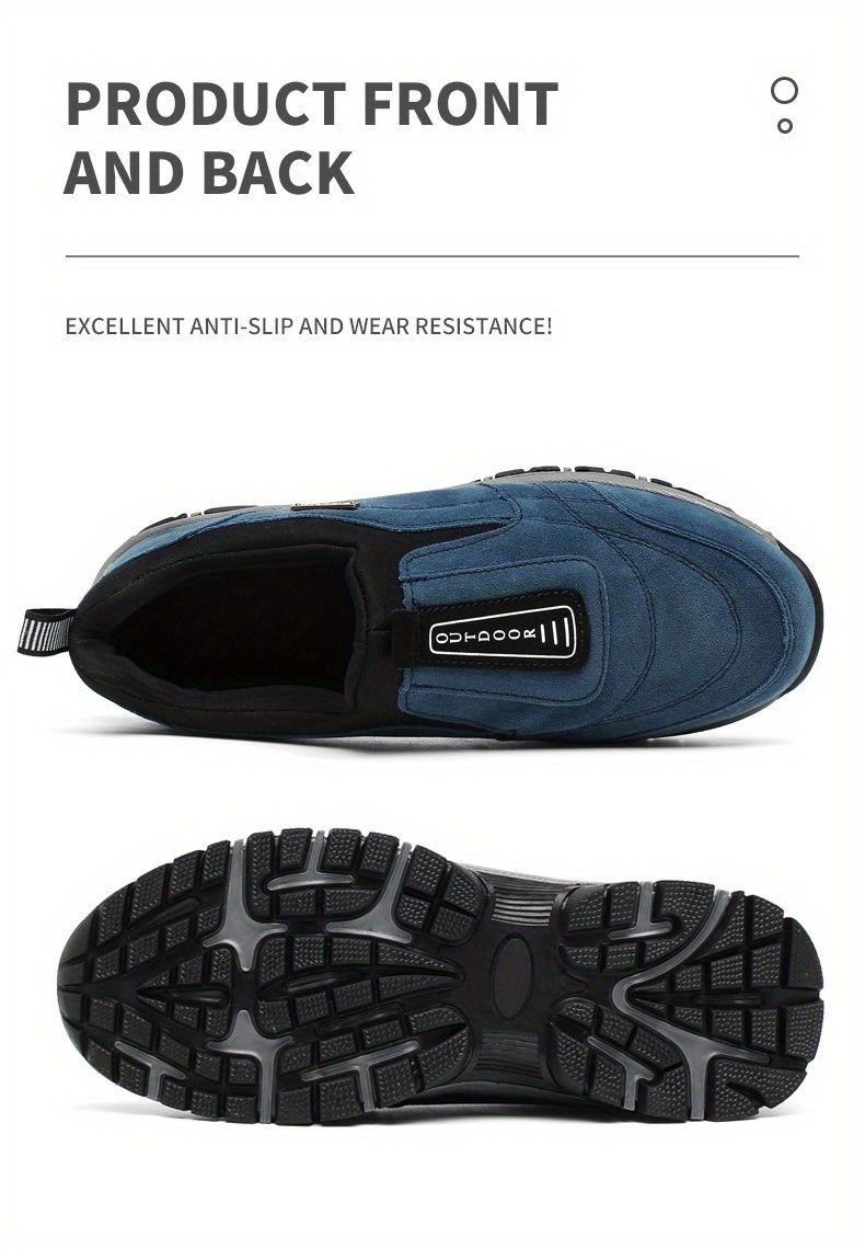 Men's Slip-on Hiking Sneakers, Wear-resistant Non-slip Outdoor Shoes Hunting Trekking - Temu