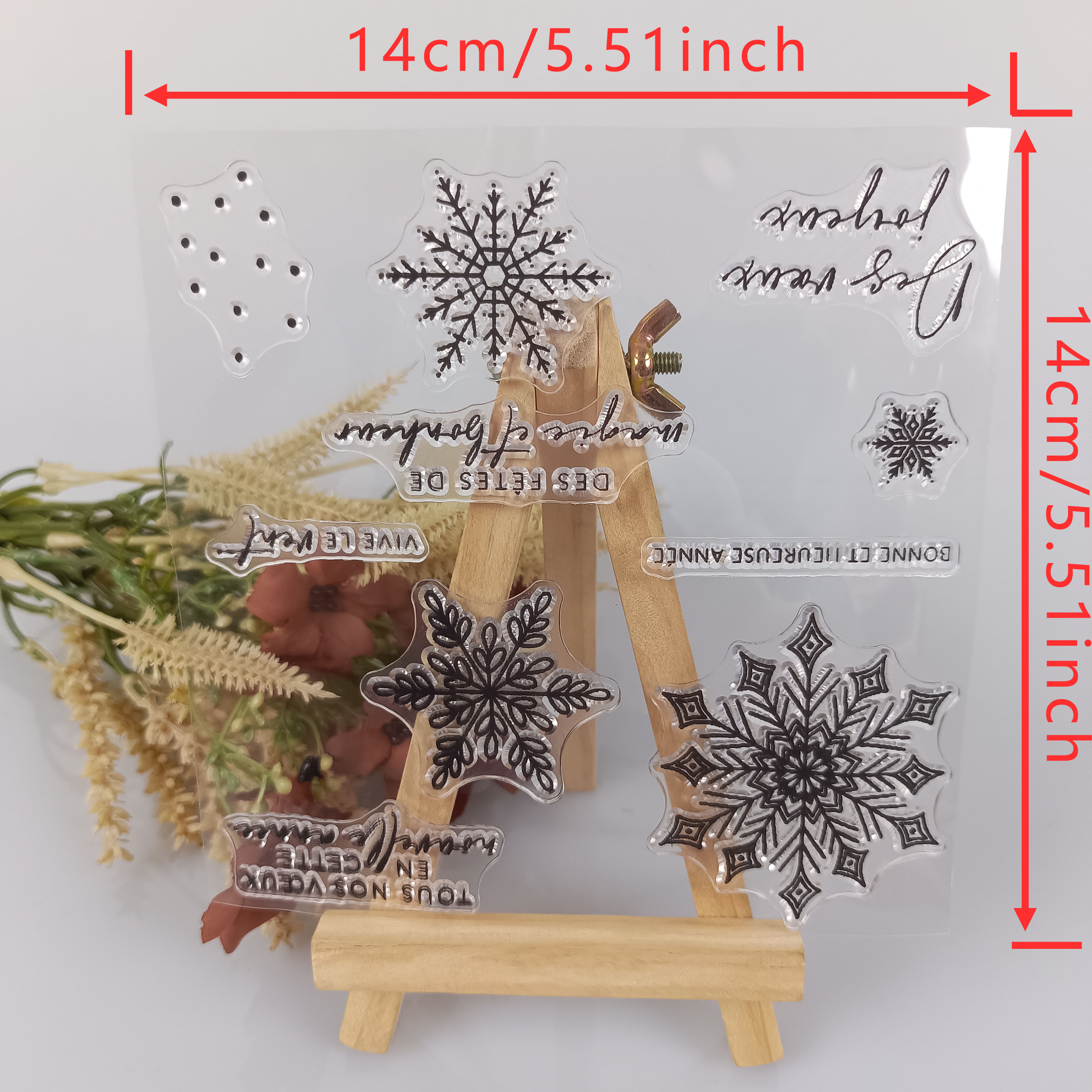 Wood Snowflake Stamp and Metal Cutting Dies for DIY Scrapbooking