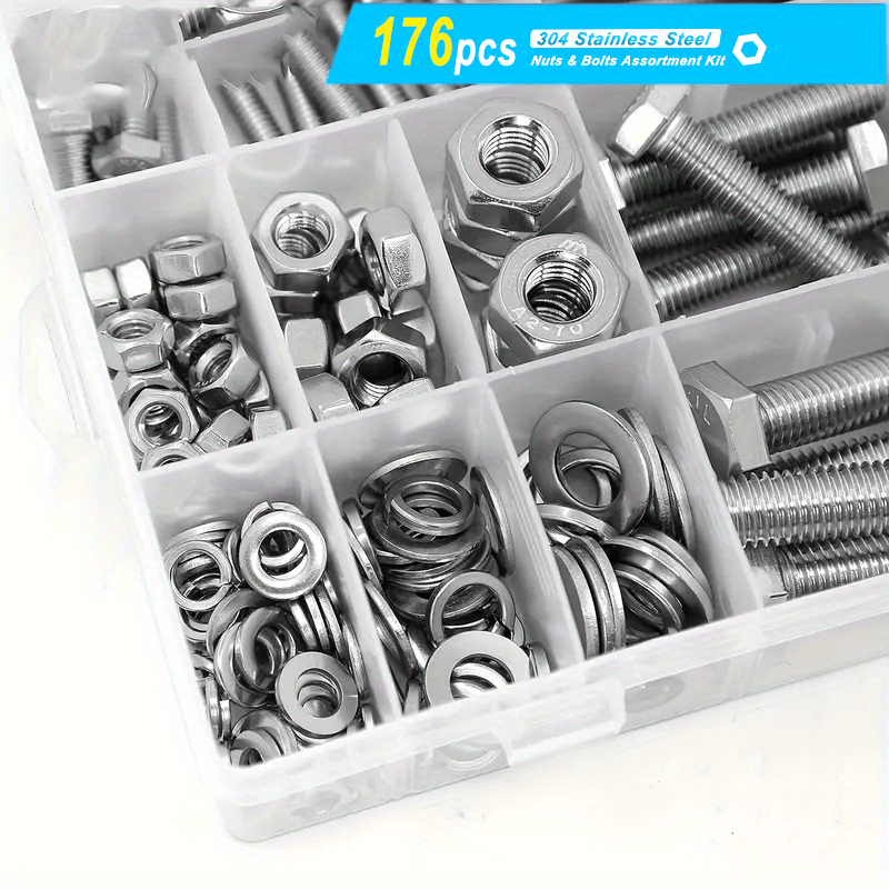 M6 M8 M10 Heavy Duty Bolts Nuts Assortment Kit 304 Stainless - Temu ...