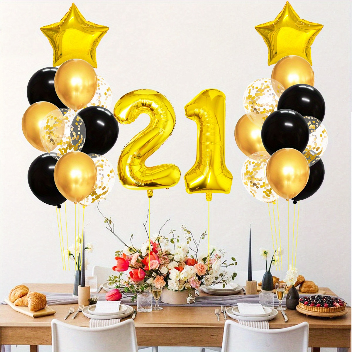 Mujer 25 piezas dorado negro mixto globos , 40.a fiesta de