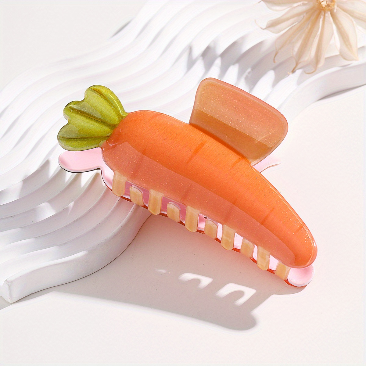 Image of 1pc Cartoon Fruit & Vegetable Hair Claw, Cute Acrylic Large Hair Grip, Strong Anti-slip, , Oval Shape, Color , Birthday Festival Accessory, Single Piece