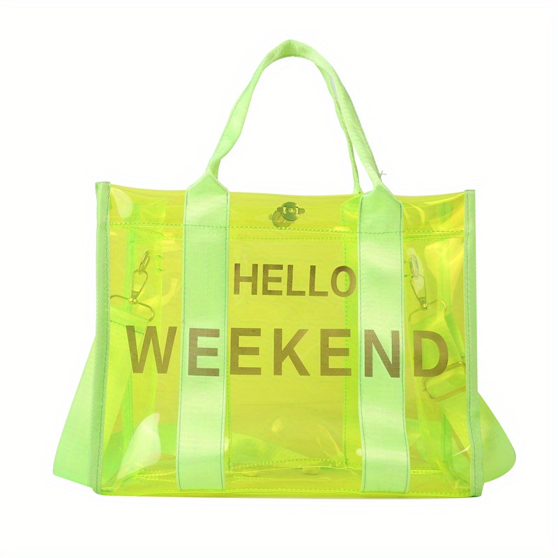 Transparent Jelly Tote Bag, Large Capacity Summer Beach Bag, Waterproof Shoulder  Bag With Detachable Strap - Temu