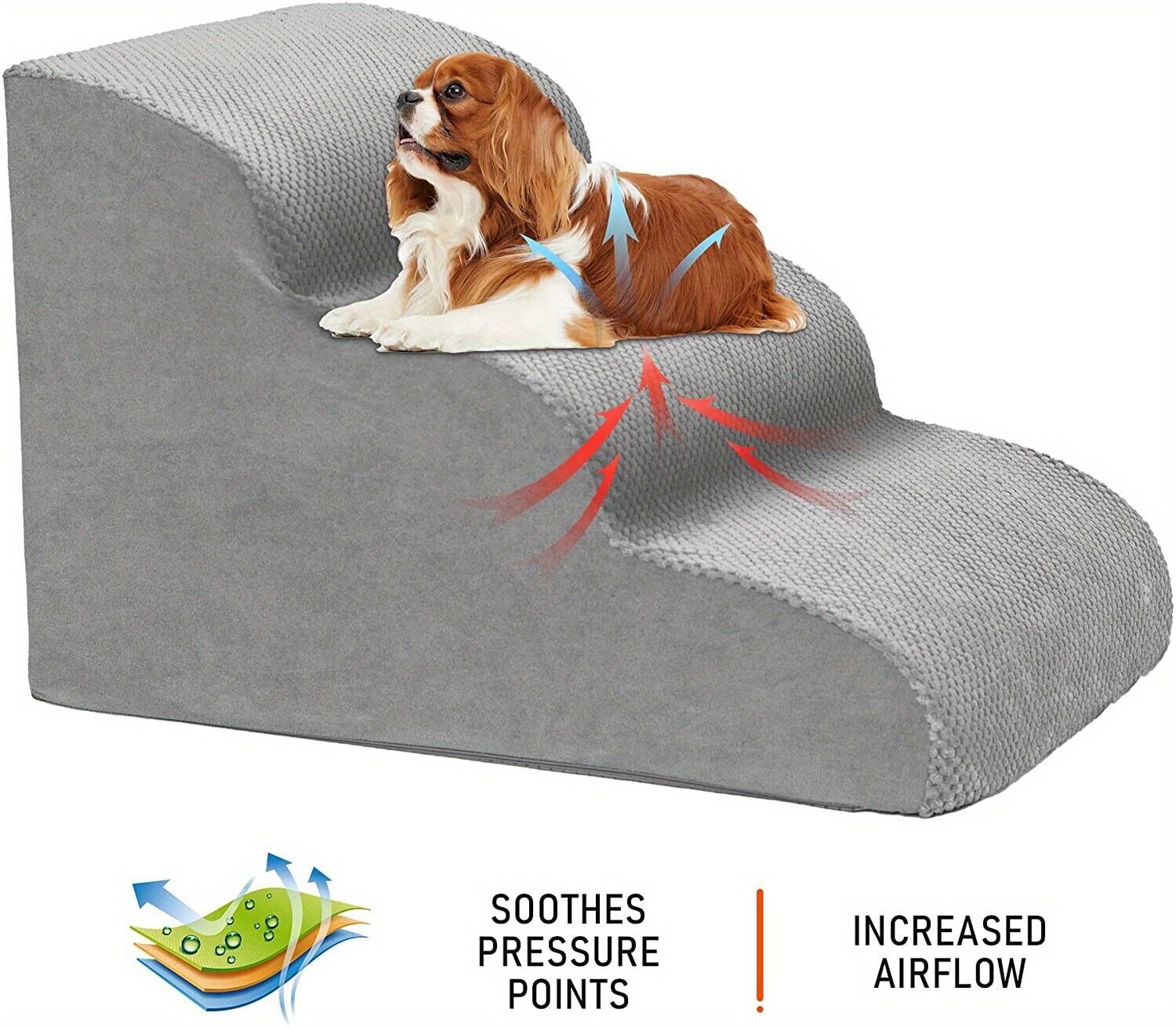 Dog Ramp For Car Topmart 3-Tier Foam Dog Steps Extra-Wide