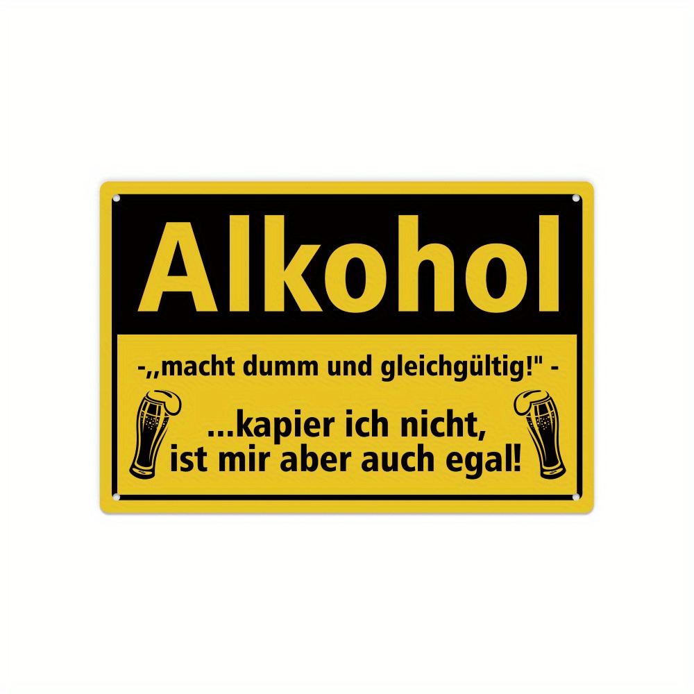 Image of Putuo Decor 1pc Alkohol Funny Saying Metal Tin Sign, Vintage Plaque Poster Wall Art Decor For Bar Pub Club For Man Cave, 7.9 X 11.8 Inches