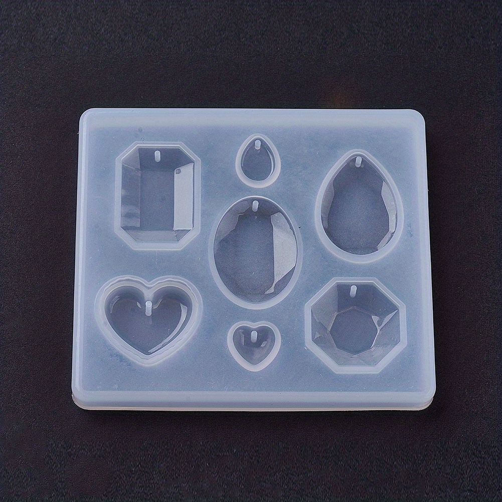 TEMU 1pc Pendant Silicone Mold, Resin Casting Mold, Heart And Oval And Teardrop And Octagon, White, 79 X 89 X 8mm (3.11 X 3.50 X 0.31 Inches), Hole:
