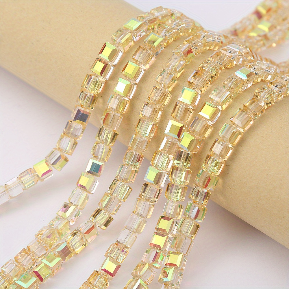 3mm/4mm 1 Set AB Color Natural Beads, Faceted Cube Loose Spacer Beads For  Bracelet Necklace Women's Jewelry Accessories