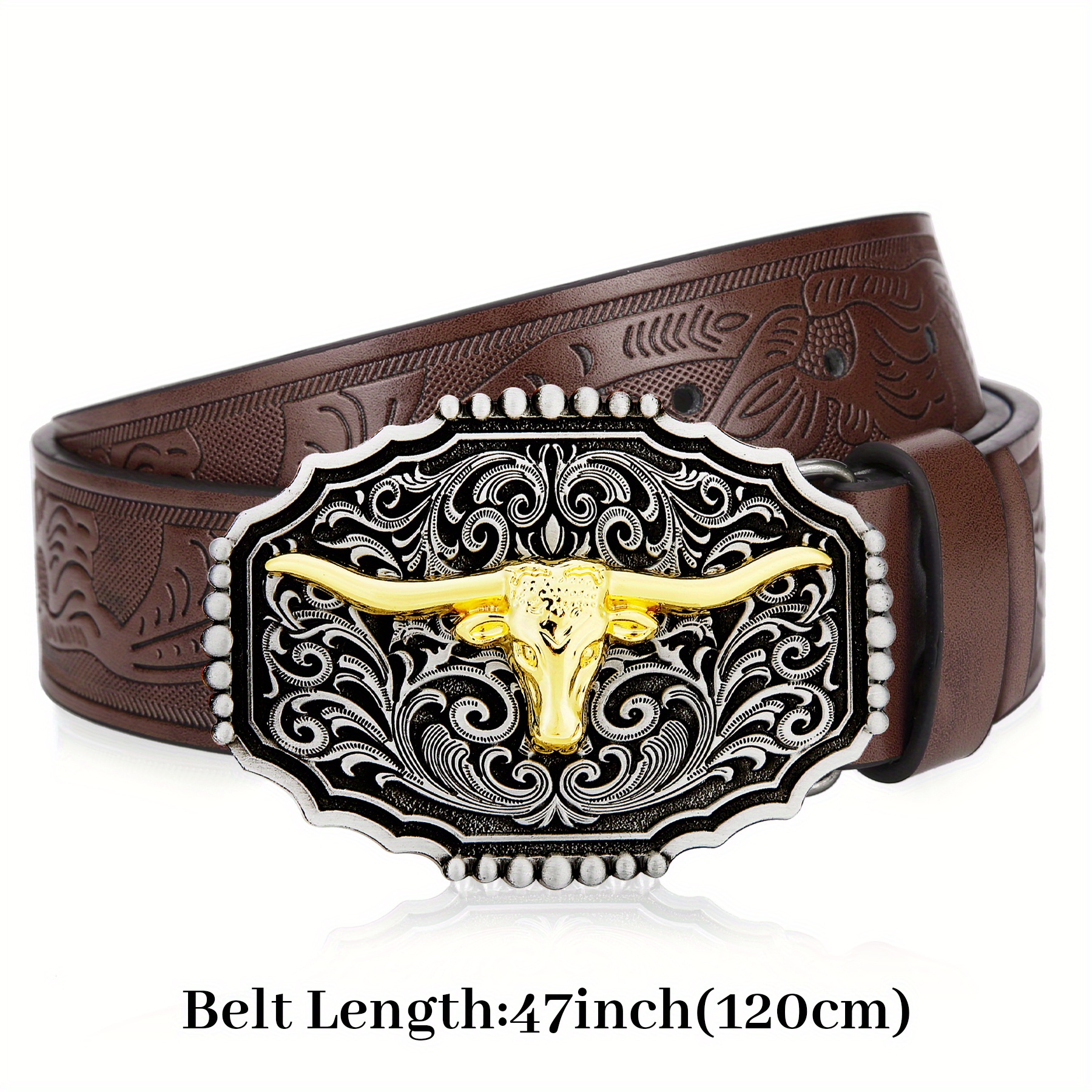 40 Justin Ladies Black Vintage Cross Floral Tooled Leather Belt