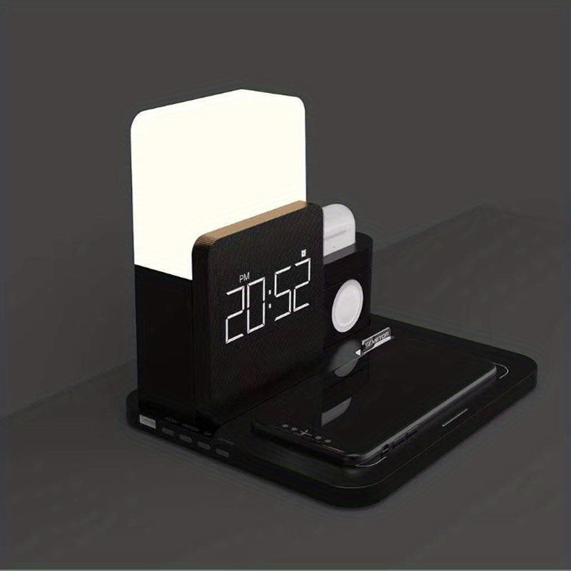 Estación de carga inalámbrica rápida 3 en 1 para dispositivos Apple, reloj  despertador con cargador inalámbrico, pantalla LED de alta transparencia