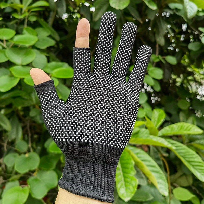 1pair Black Anti Slip Breathable Sweat Absorbing Two Finger Gloves For  Outdoor Cycling Fishing And Driving - Jewelry & Accessories - Temu