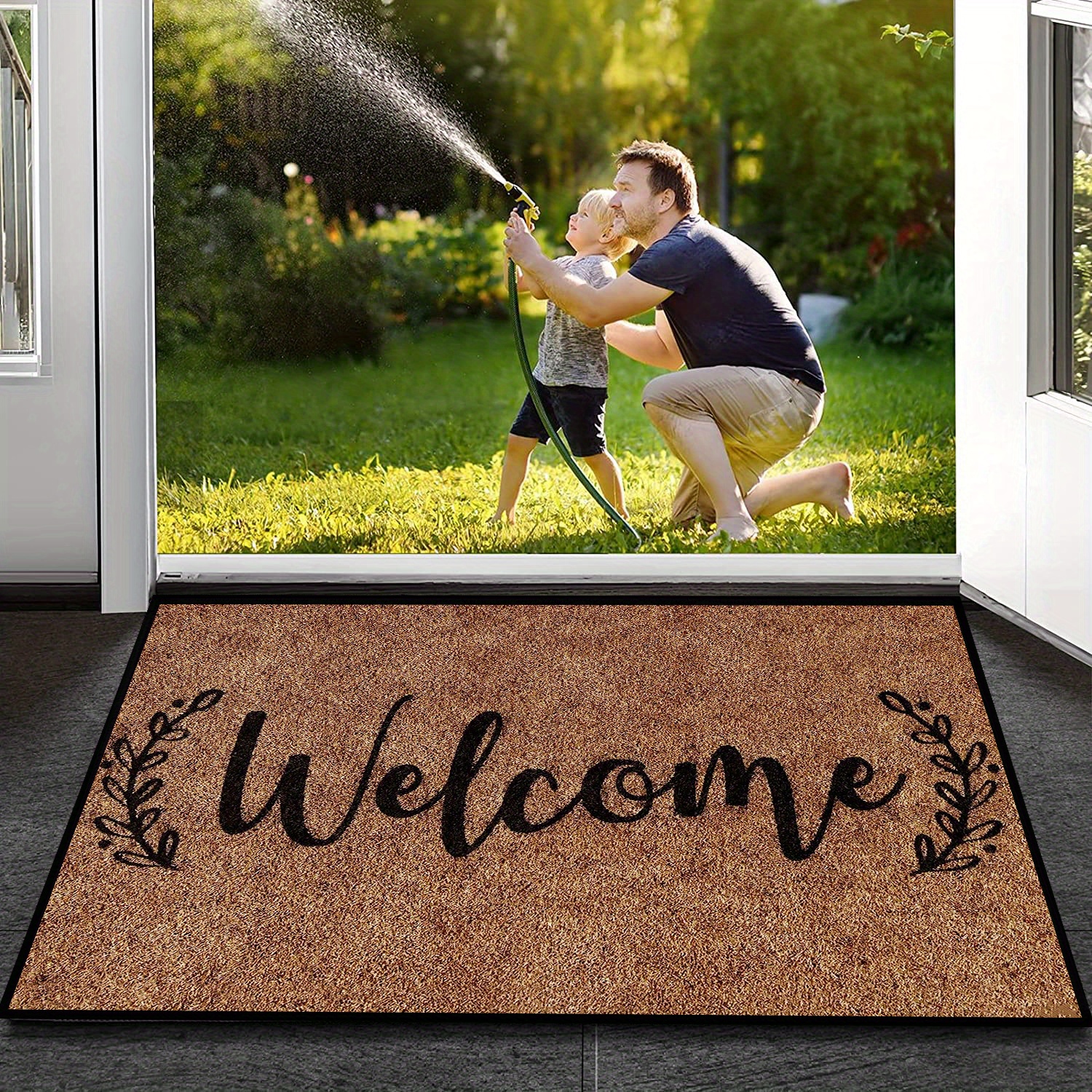 1pc WELCOME Tappeto D'ingresso Per Zerbino Per Interni, Zerbini Per Porte  D'ingresso Per Interni, Tappeto Per Porta Lavabile Assorbente Antiscivolo A