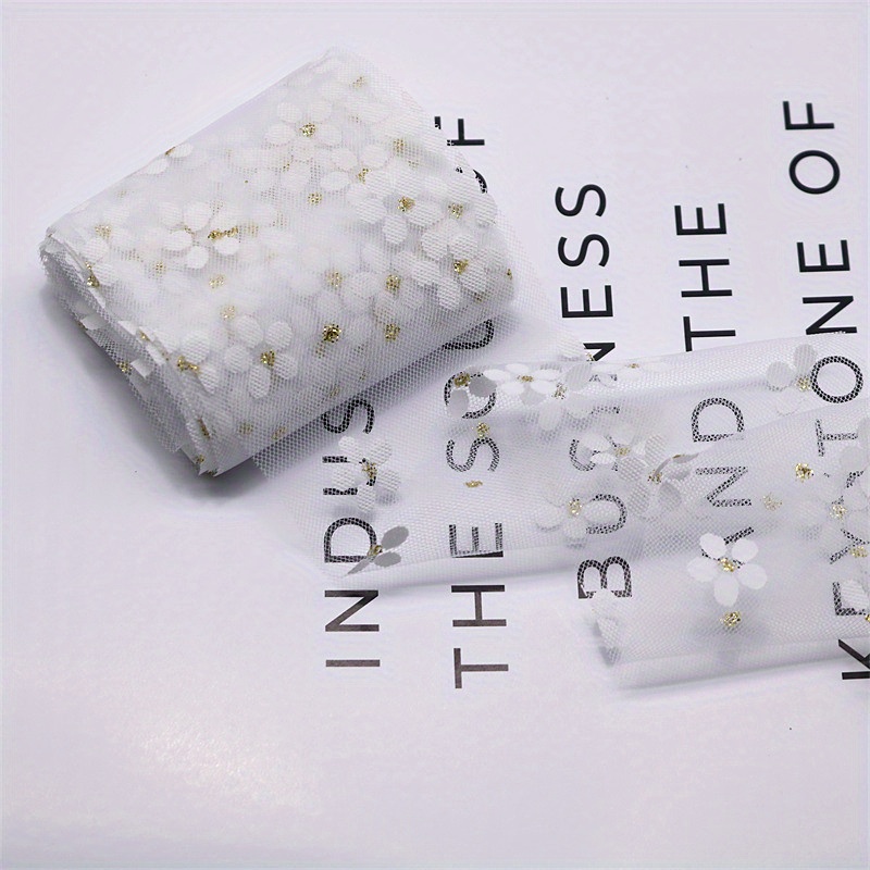 6cm 5yards Tulle Daisy Ribbon Roll Diy Handmade Craft Hair Ornament Baking Cherry Blossoms Printed Mesh Fabric Supplies
