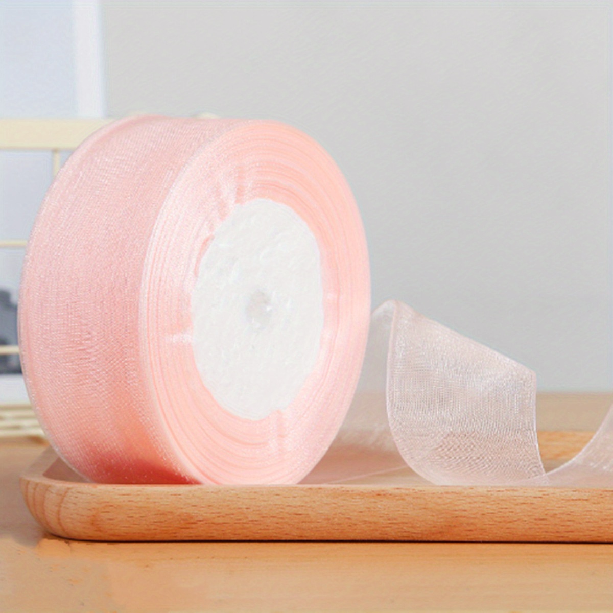 New Diy 50 Yards Width Solid Color Spool Satin Edge Sheer Organza