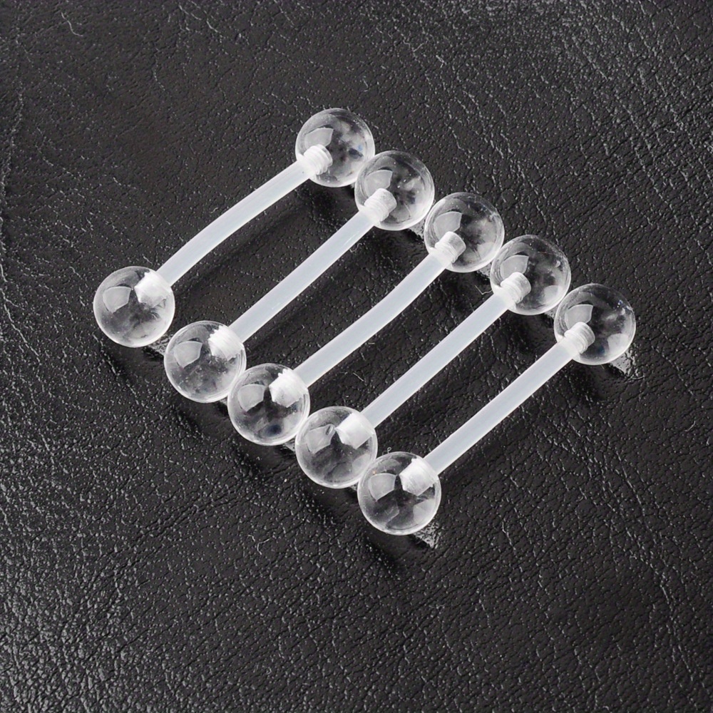 Plastic Tongue Rings Nipple Barbells Acrylic Clear Uv Temu