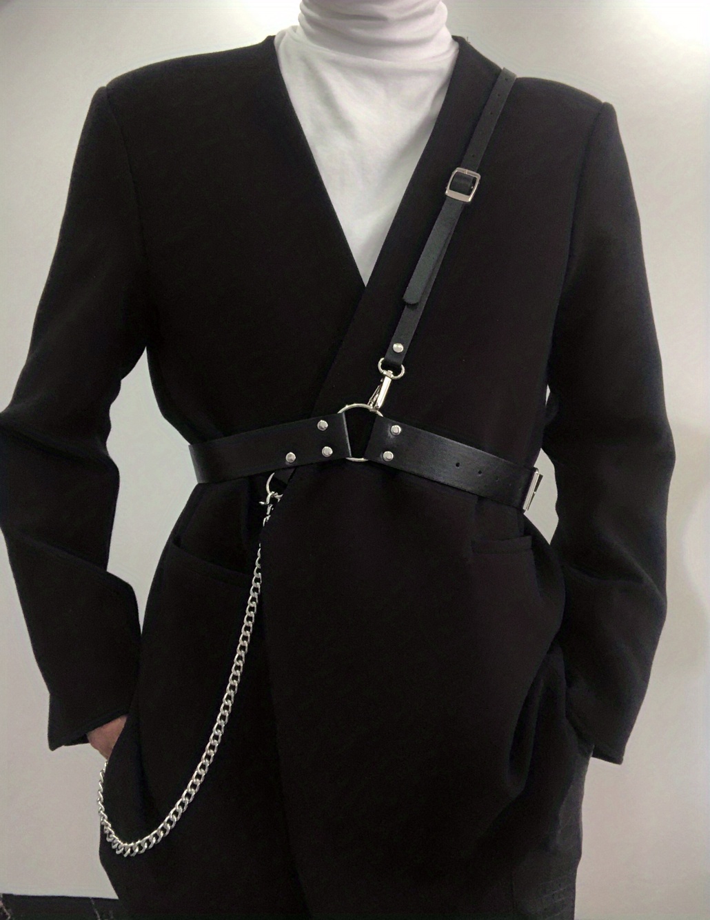 Men's Fashion Harness Chain Belt Men's Symmetrical Harness Cross Chest  Harness Shoulder Strap - Temu