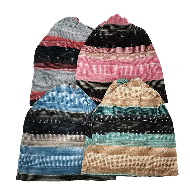 1pc Unisex 2-in-1 Striped Slouchy Beanie & Scarf details 0