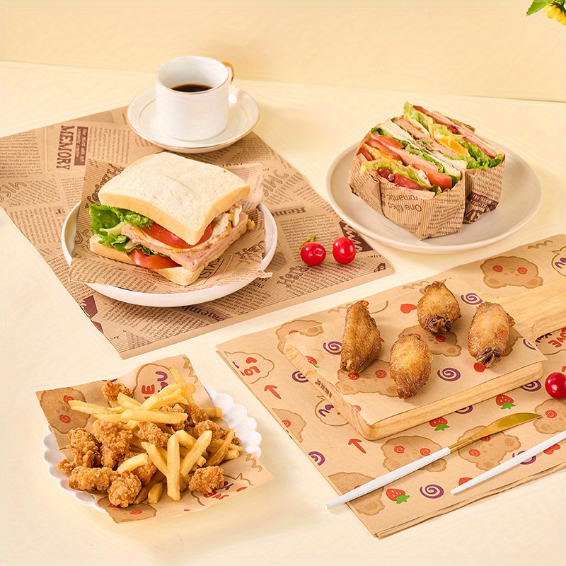 30pcs Bunny Printed Food Wrapping Paper, Sandwich Wrap Paper For Grease  Resistance, Perfect For Rice Ball, Handheld Cake, Hamburger, Fries, Etc.