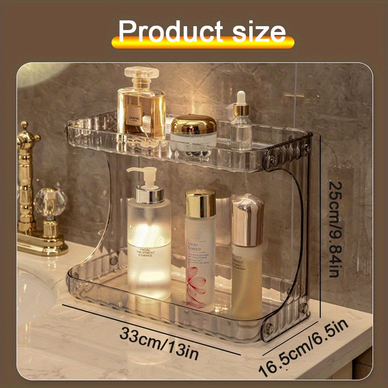 Double Layer Bathroom Storage Rack, 2 Tier Bathroom Organizer For Perfumes  And Makeups,skincare,toiletries, Modern Plastic Desktop Storage Holder For  Bathroom - Temu