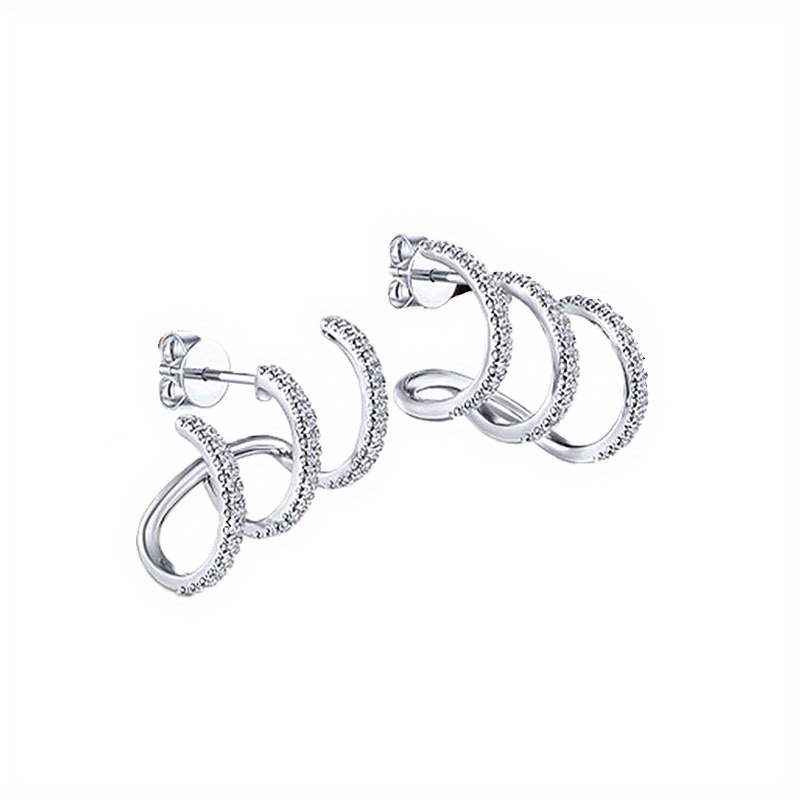 TEMU 3 Claw Arc -plated Senior Sense Of Light Luxury Short Video With The Same Earring Outline Decorative Fashion Charm Ladies Jewelry